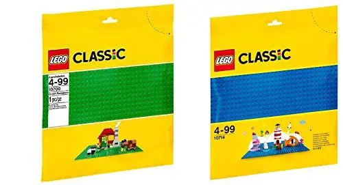 Produktbild: Steinchenwelt Lego Classic 2er Set: 10700 Grüne Bauplatte + 10714 Blaue Bauplatte