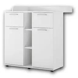 Produktbild: Stella Trading BIBO Praktische Baby Wickelkommode inkl. Aufsatz - Vielseitiger Wickeltisch mit viel Stauraum in weiß - 89 x 101 x 78 cm (B/H/T)