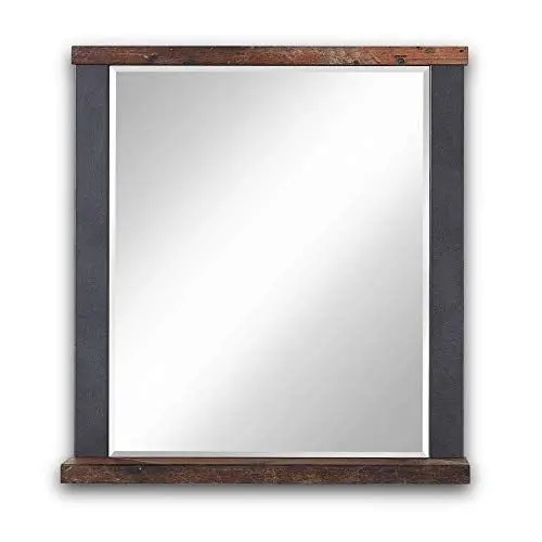 Produktbild: Stella Trading CARDIFF Wandspiegel in Used Style Optik (dark) - hochwertiger, pflegeleichter Spiegel für Flur & Garderobe - 69 x 75 x 15 cm (B/H/T)