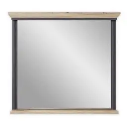 Produktbild: Stella Trading JASMIN Wandspiegel in Graphit, Artisan Eiche Optik - Landhausstil Spiegel mit Ablage für Flur & Garderobe - 93 x 83 x 15 cm (B/H/T)