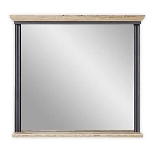 Produktbild: Stella Trading JASMIN Wandspiegel in Graphit, Artisan Eiche Optik - Landhausstil Spiegel mit Ablage für Flur & Garderobe - 93 x 83 x 15 cm (B/H/T)