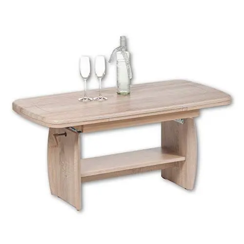 Produktbild: Stella Trading KIRK Couchtisch höhenverstellbar & ausziehbar in Eiche Sonoma Optik - praktischer Sofatisch mit Ablage für Ihren Wohnbereich - 115 x 52 x 59 cm (B/H/T), braun