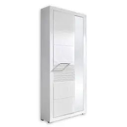 Produktbild: Stella Trading LIFE Garderobenschrank, weiss hochglanz - Moderner Flurgarderoben Schrank mit Spiegeltür - 72 x 201 x 37 cm (B/H/T)