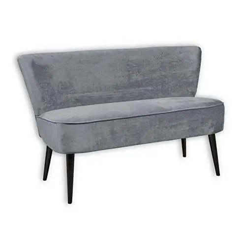 Produktbild: Stella Trading LORD Esszimmerbank mit Rückenlehne, Massivholz Füßen & Microvelours Bezug, Grau - Bequeme 2-Sitzer Sitzbank mit gefedertem Sitz - 140 x 83 x 75 cm (B/H/T)