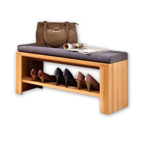 Produktbild: Stella Trading Nature Plus Schuhbank mit Sitzfläche teil-massiv aus Kernbuchenholz - bequeme Sitzbank mit Stauraum für Ihren Flur - 90 x 40 x 38 cm (B/H/T)