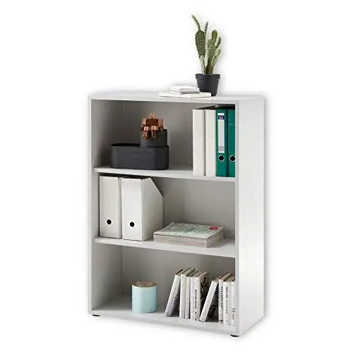 Produktbild: Stella Trading PRONTO Aktenregal, lichtgrau - Kleines Standregal mit 3 offenen Fächern - Modernes Büromöbel Komplettset - 80 x 111 x 35 cm (B/H/T)