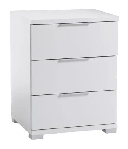 Produktbild: Stella Trading Universal Nachttisch in Weiß - Moderner Nachtschrank mit drei Schubladen für Ihr Boxspringbett - 46 x 61 x 42 cm (B/H/T)