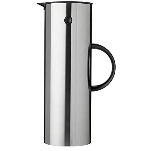 Produktbild: Stelton Isolierkanne EM77 - Doppelwandige Isolierkanne für heiße/kalte Getränke - Tee- & Kaffeekanne mit Glaseinsatz, Magnetverschluss, Schraubdeckel, Vintage-Design - 1 Liter, Stahl
