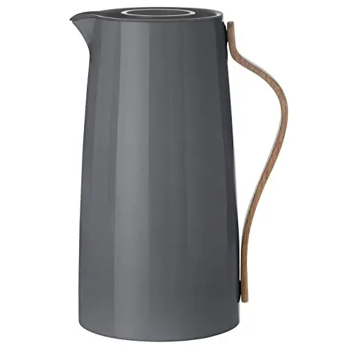 Produktbild: Stelton Kaffee-Isolierkanne Emma - Edelstahl-Thermoeinsatz, doppelwandig isoliert - Thermoskanne/Kaffeekanne/Teekanne mit Buchenholzgriff, Easy-Click-Deckel - 1,2 Liter, glänzendes Finish, Blau