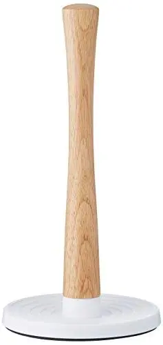 Produktbild: Stelton Küchenrollenhalter ROLL-IT - Stehender Rollenhalter - Holzschaft, Kunststoffsockel, rutschfest - Hergestellt aus hochwertigem Gummiholz & Silikon - Modernes skandinavisches Design - Weiß