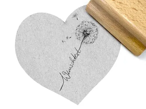 Produktbild: Stempel PERSONALISERT Pusteblume Motivstempel Namensstempel - Blumenstempel mit Name für Etiketten Karten & Anhänger