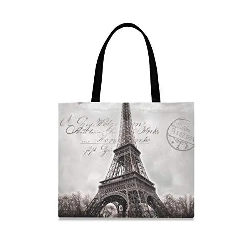 Produktbild: BEUSS Stempel Paris Turm Einkaufstasche Faltbar Leicht Wiederverwendbare Stofftasche Dauerhaft Handtasche Tragbare Aufbewahrung für Reisen Frauen Mädchen
