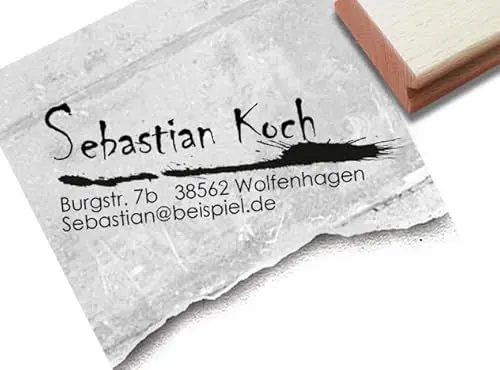Produktbild: Stempel - Adressstempel ABTRAKT SPLASH I individuell personalisiert - Familienstempel Firmenstempel Geschenk, für Kita Schule Beruf Familie Hobby - zAcheR-fineT