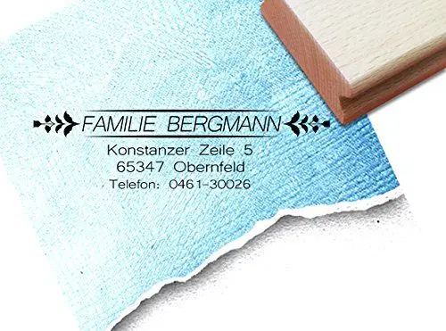 Produktbild: Stempel - Adressstempel LANDHAUS Stil, elegant individuell personalisiert - Holzstempel Familienstempel Firmenstempel, Name Adresse Anschrift für Kita Schule Beruf Familie Hobby - von zAcheR - fineT