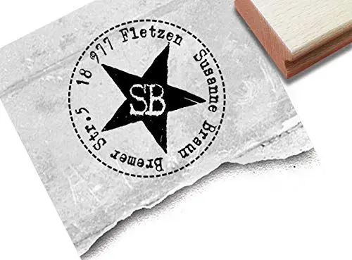 Produktbild: Stempel - Individueller Adressstempel STERN II Poststempel - Familienstempel Firmenstempel personalisiert Name Adresse Initialen - zAcheR-fineT