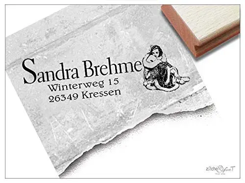 Produktbild: Stempel personalisiert Adressstempel individuell Dreaming Nostalgie - Firmenstempel Name Adresse Anschrift Schule Beruf Familie - zAcheR-fineT