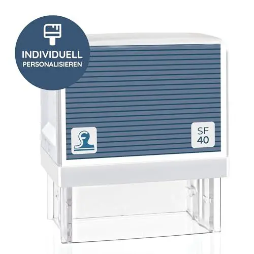 Produktbild: stempel-fabrik Personalisierter Adresstempel SF40 57x21 mm (6 Zeilen) Firmenstempel/Stempel personalisiert/Arztstempel mit Stempelkissen (Dunkelblau)
