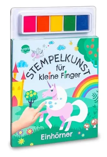 Produktbild: Stempelkunst für kleine Finger. Einhörner: Fingerstempeln für Kinder ab 3 Jahren mit 5 Stempelkissen