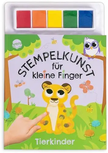 Produktbild: Stempelkunst für kleine Finger. Tierkinder: Fingerstempeln für Kinder ab 3 Jahren mit 5 Stempelkissen