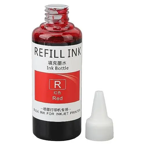 Produktbild: MaxMark Premium-Nachfülltinte, Schwarze Farbe – 2 Oz, Hohe Haftung, Schnell Trocknend, Breite Anwendung für Selbstfärbende Stempel, Datumsangaben und Stempelkissen (Rot)