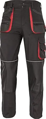 Produktbild: EM Arbeitshosen Männer - Arbeitshose Herren mit Elastische Taille, Voluminöse Fronttaschen, Multifunktionale Seitentaschen, Kniepolstertaschen, 600D Verstärkung - Schwarz/Rot EU50