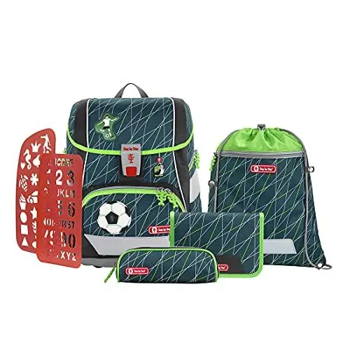 Produktbild: Step by Step Schulranzen-Set 2IN1 Plus, Soccer World, 6-teilig, grün, ergonomischer Tornister mit Reflektoren, höhenverstellbar mit Hüftgurt, für die 1. bis 4. Klasse, 19L
