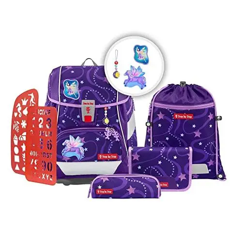 Produktbild: Step by Step Schulranzen-Set 2IN1 Plus, Ninja Yuma, 6-teilig, schwarz-rot, ergonomischer Tornister mit Reflektoren, höhenverstellbar mit Hüftgurt, für die 1. bis 4. Klasse, 19L