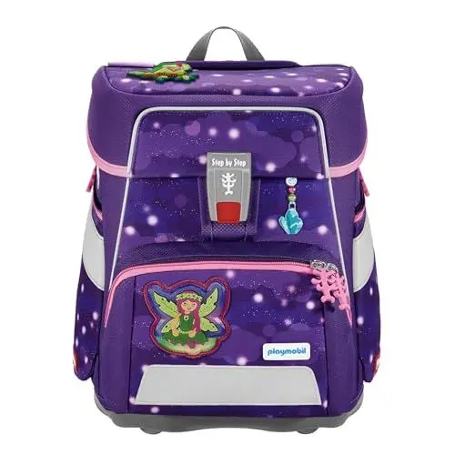 Produktbild: Step by Step Schulranzen-Set SPACE Playmobil „Ayuma Leavi“ 5-teilig, ergonomischer Tornister, höhenverstellbar mit Hüftgurt, für die Grundschule, ab der 1. Klasse, 20L, lila-pink, Ayuma-Design