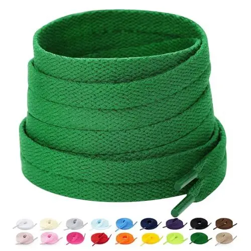 Produktbild: Stepace 2 Paar Flache Schnürsenkel, 8 mm Breite Premium Ersatz Schuhbänder für Turnschuhe, Sport, Freizeitschuhe Grün 80cm