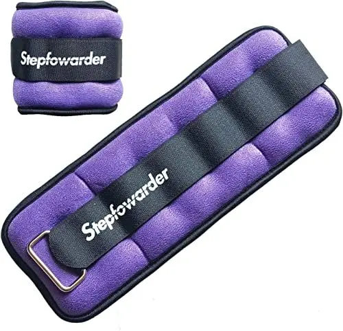 Produktbild: Stepfowarder Gewichtsmanschetten Fuß/Handgelenk Gewichte Fitness Set 0,3kg bis 1.0kg 1 Paar für Beine und Arme Knöchel Gewicht für Fitness, Bewegung, Laufen, Joggen, Gym, Aerobic (2 * 1.0KG - Lila)
