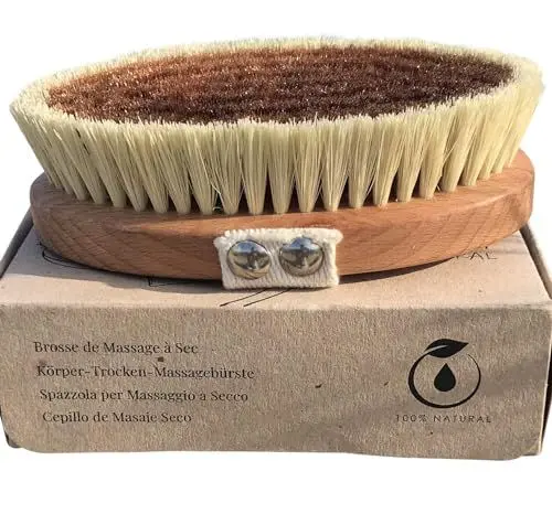 Produktbild: Stephanie Franck Beauty Dry Brushing Klosterbürste – ionisierende Bürste, 100% Vegan, feine Bronzedrähte, Tampico, FSC-Buchenholz – Exfoliation, Energie, Made in Germany