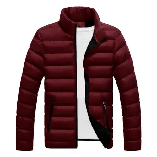 Produktbild: Steppjacke Herren Lederjacke Herren Winterparka Herren Daunenjacke Herren Leicht Herren Jacke Winter Pilotenjacke Herren Feldjacke Herrenjacke Leichte Steppjacke Herren Herrenjacke Rot 3Xl