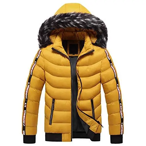 Produktbild: Steppjacke Herren Leicht Winddichte mit Kapuze Winter Winterjacke Outdoor Winter Warm Gepolsterte Dünne Puffer Jacke(Yellow,XXL)