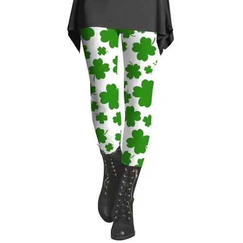 Produktbild: Steppweste Damen Damen Jeggings Klamotten Damen Damen-St-Day-Leggings, irische irische Sport-Leggings mit weichem und schmalem Po- Jogginghose Damen Muster (AG, M)