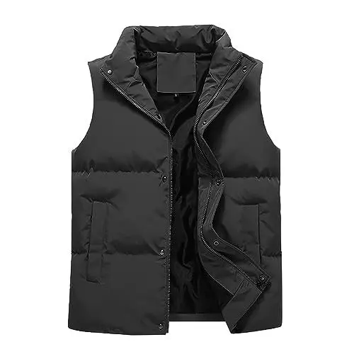 Produktbild: Steppweste mit Stehkragen, Winter Wärme Dicke Herren Weste mit Reißverschluss, Premium Wasserabweisend Ärmellose Outdoorjacke(Black,5XL)