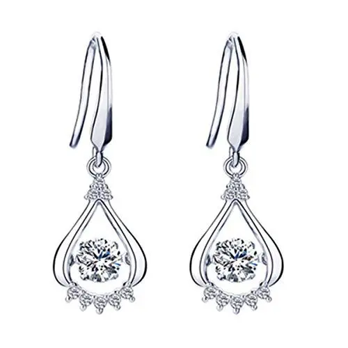 Produktbild: Sterling Silber Halo Ohrringe tanzen Diamant Anhänger Zirkonia Eye Ohrringe Schmuck