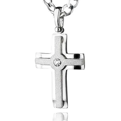 Produktbild: Herren Halskette 925 Sterlingsilber Mit Kreuzanhänger Silber Veredelung