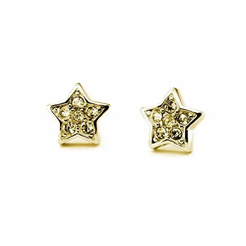 Produktbild: Stern Ohrstecker gold Magnetschmuck Energetix 4you 196P mit vielen funkelnden Kristallen 24k hartvergoldet mit Magnetix Neodym Magnet Ø ca. 1,1 cm