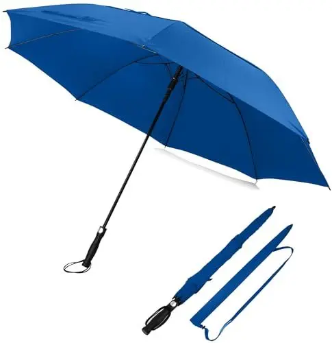 Produktbild: Sternenfunke XXL Regenschirm groß 2 Personen Ø150 cm auch als grosser Golf Regenschirm Königsblau sturmfest, stabiler Griff, Familienregenschirm groß, Regenschirm groß XXL blau, royal blue