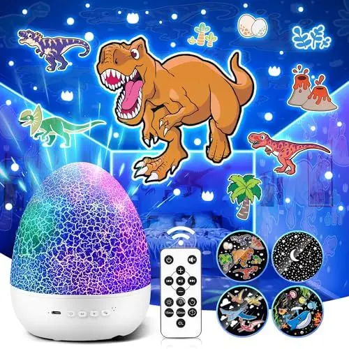 Produktbild: Sternenhimmel Projektor Kinder,93-Modi Nachtlicht Kinder Nachtlicht Baby,15 Musik Spieluhr Baby,Fernbedienungen+360°Drehung Nachtlicht Sternenhimmel Projektor Kinder,Nachttischlampe Kinder (Dino-Ei)