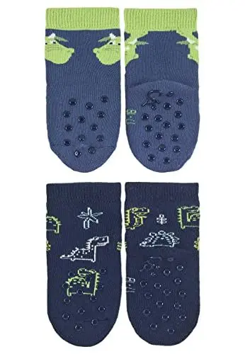 Produktbild: Sterntaler Baby-Jungen Krabbelsöckchen 2er-Pack Drache+Dino ABS Söckchen, Blau + Dunkelblau, 17-18