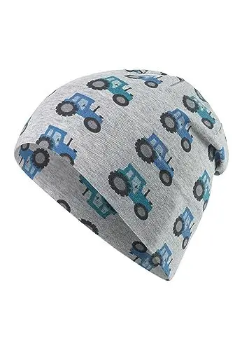 Produktbild: Sterntaler Beanie Traktor - Coole Baby Mütze aus Single Jersey Melange mit Allover Traktor Druck - Jungen UV-Schutz 50+ Mütze - Baby und Kinder Übergangsmütze, Silber, Größe 49