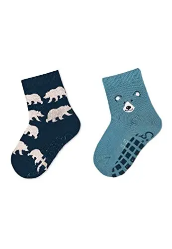 Produktbild: Sterntaler Baby Jungen Fliesen Socken Baby ABS-Söckchen Doppelpack Bären Strümpfe - Fliesen Rutsch Socken Baby - mit Bären Motiv - marine, 18