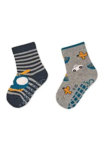 Produktbild: Sterntaler Baby Jungen Fliesen Socken Baby ABS-Söckchen Doppelpack Fahrzeug Strümpfe - Fliesen Rutsch Socken Baby - mit Hubschrauber Motiv - blau, 18
