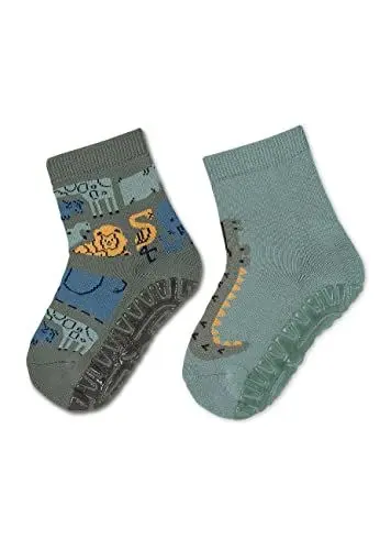 Produktbild: Sterntaler Baby Jungen Fliesen Socken Baby Fli Fli AIR Doppelpack Dschungel - Fliesen Rutsch Socken Baby - aus Baumwolle - dunkelgrün, 18