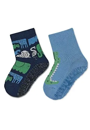 Produktbild: Sterntaler Baby Jungen Fliesen Socken Baby Fli Fli AIR Doppelpack Dschungel - Fliesen Rutsch Socken Baby - aus Baumwolle - marine, 18