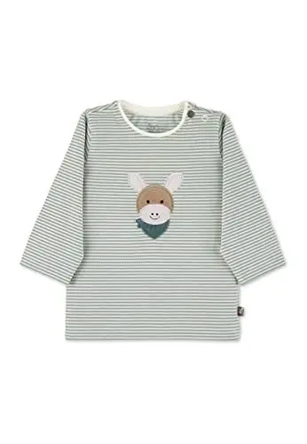 Produktbild: Sterntaler Baby Jungen Langarmshirt Baby GOTS Langarm-Shirt gestreift - Baby Shirt Langarm - mit Esel Stickerei und Knopf - grün, 68