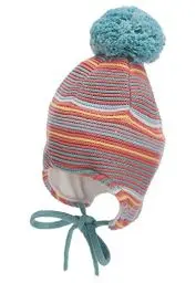 Produktbild: Sterntaler Baby Jungen Mütze Baby GOTS Bommelmütze Streifen Mütze - Mütze Baby - aus Baumwolle mit Ohrenklappen und Bindeband - dunkeltürkis, 49