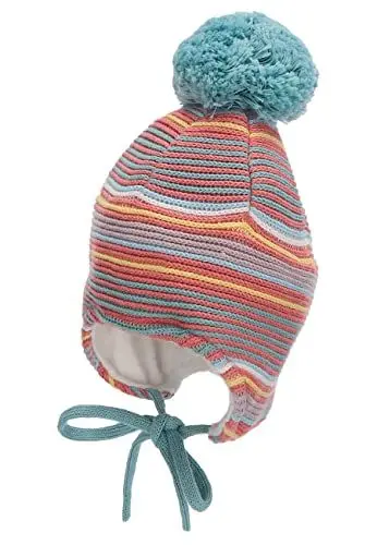 Produktbild: Sterntaler Baby Jungen GOTS Bommelmütze - Streifen Mütze Mit Ohrenklappen Und Bindeband - Dunkeltürkis, 49