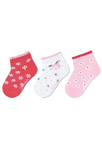 Produktbild: Sterntaler Baby Mädchen Baby Socken Kurz-Söckchen 3er Pack Blumen - Socken Baby, Babysöckchen, Babysocken - aus Baumwolle - koralle, 18